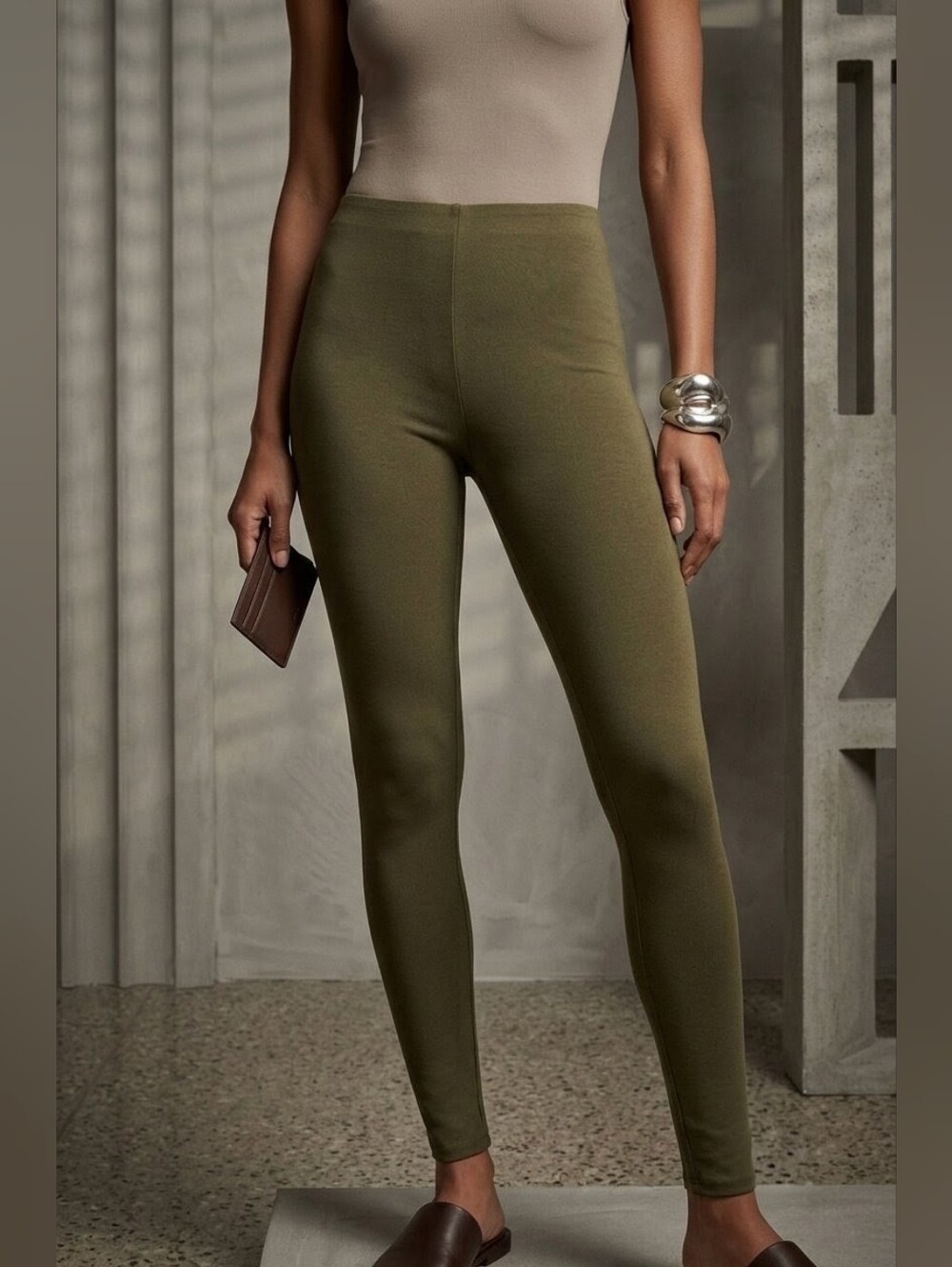No Boundaries Olive Green High-Waist Leggings
